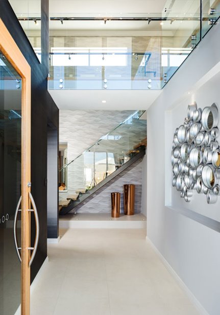 modern style custom two storey home design enterence